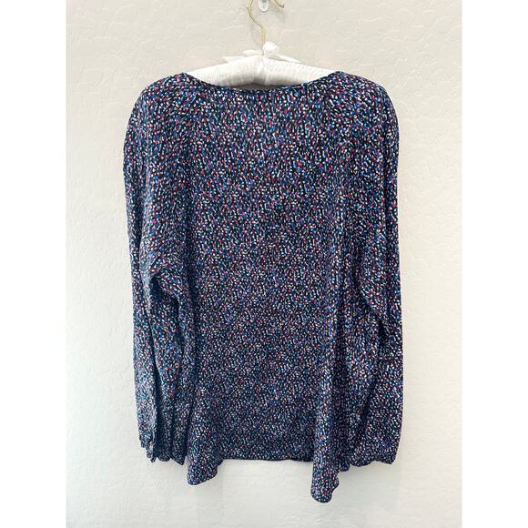 NIC + ZOE | Silk Blend Long Sleeve Blouse Top Multicolor Dot Print | Size XL - Picture 4 of 6